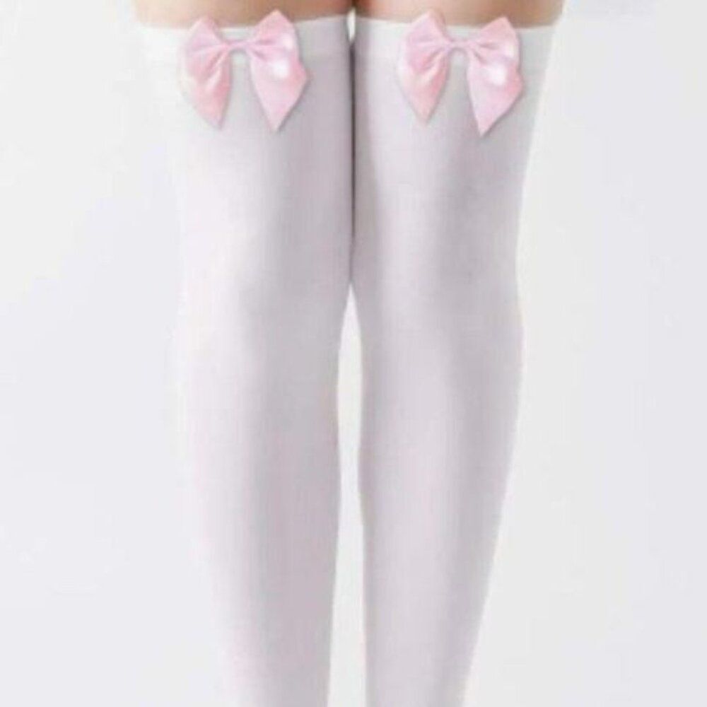 NWT, Bow Decor Thigh High Socks, ONE SIZE
